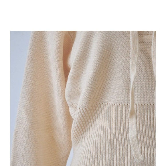 ELEANOR Cream Lace Up Knit Pullover Sweater - Picture 2 of 6